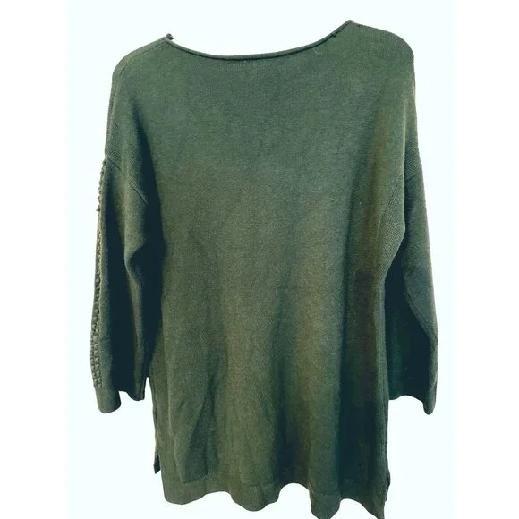 Soft Surroundings Green Knit Sweater Long Sleeve Textured Design Comfortable M - Picture 2 of 8
